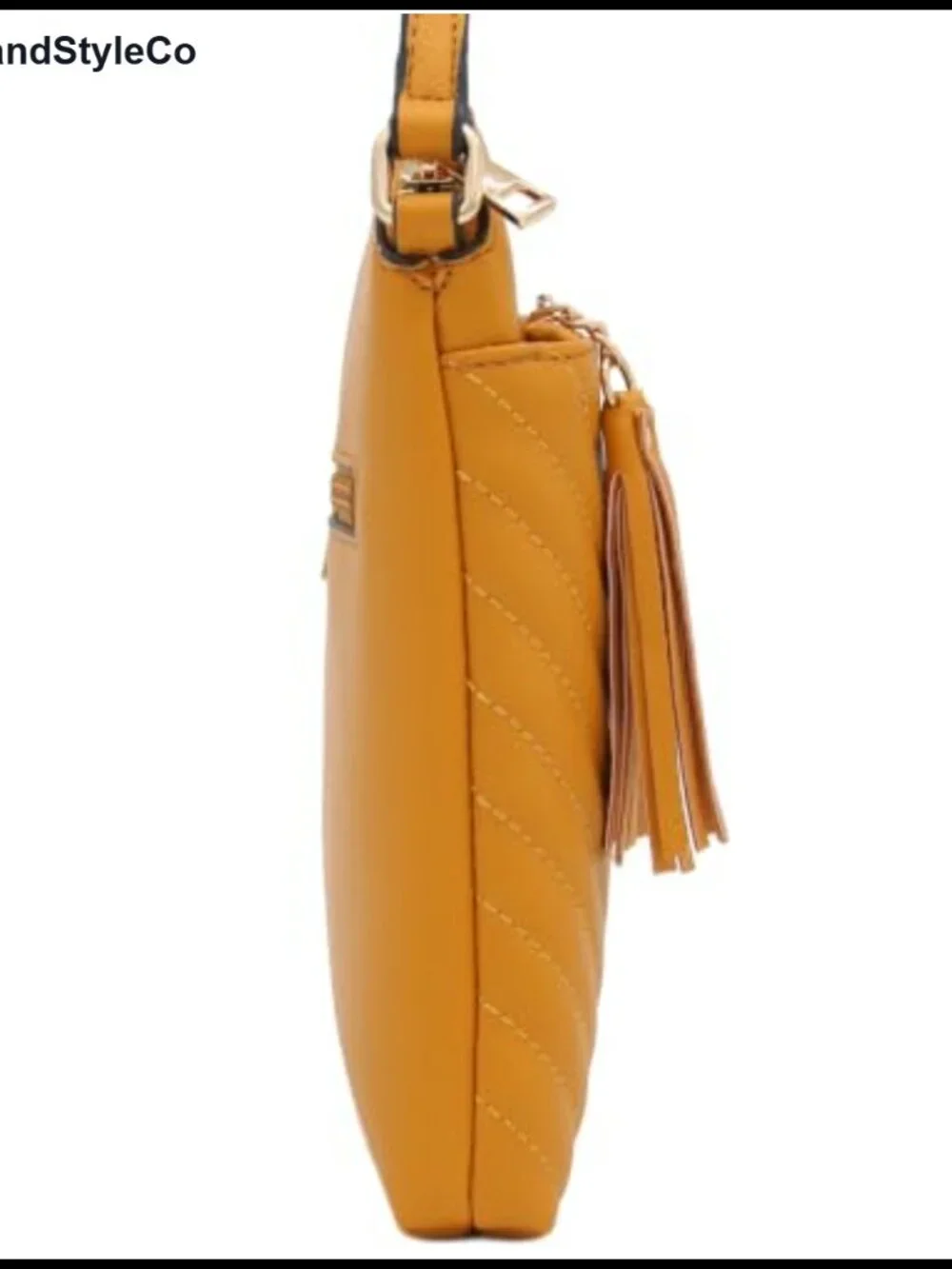 Faux Leather Chevron Quilted Crossbody Bag with Tassel, Adjustable Strap